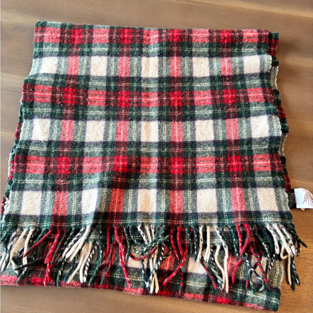 J. Crew Red and Green Plaid Fringe Scarf